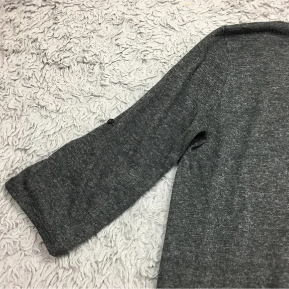 Anthropologie Pleione  Contrast Trim Chiffon Top High Low Chest Pocket Gray XL - Picture 9 of 16